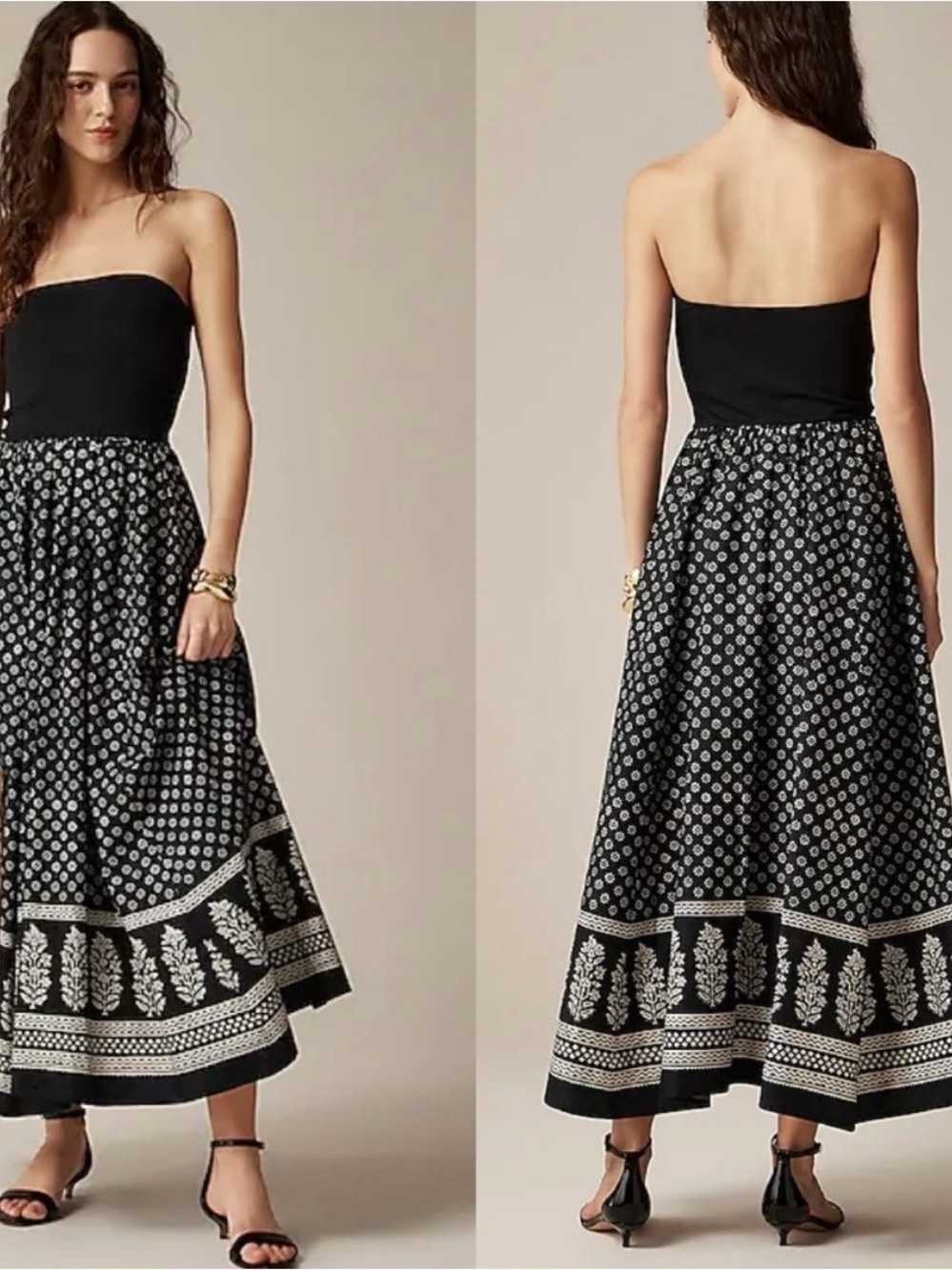 NWT Jcrew strapless mixy dress in block print